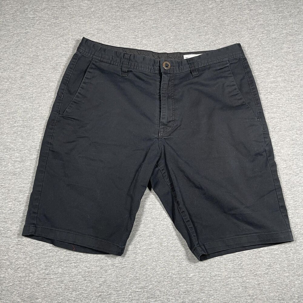 Volcom Chino Shorts Mens 34 Black Cotton Polyester Spandex Casual